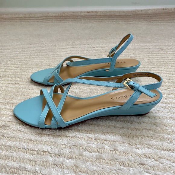 Talbots aqua Capri Crossed Napa Wedge Sandals - Picture 11 of 12